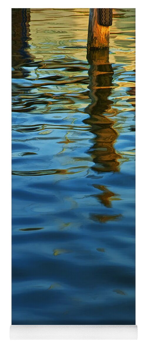 Reflections Yoga Mat featuring the photograph Light Reflections on the Water by a Dock at Aransas Pass by Randall Nyhof