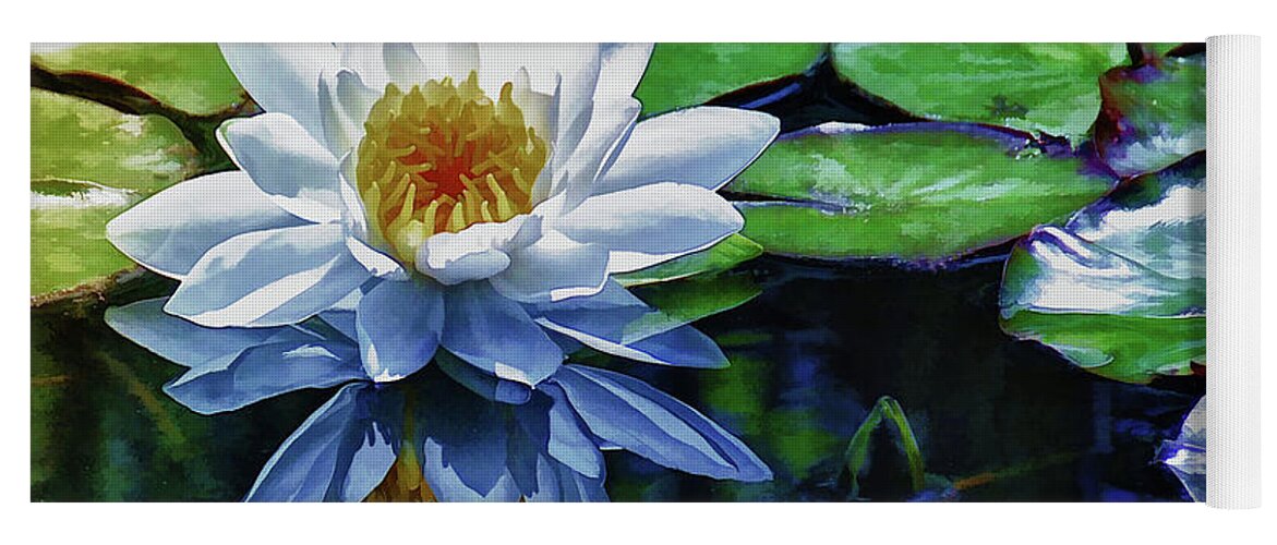 Pond Yoga Mat featuring the painting Lily and Dragon Flies by Elaine Manley