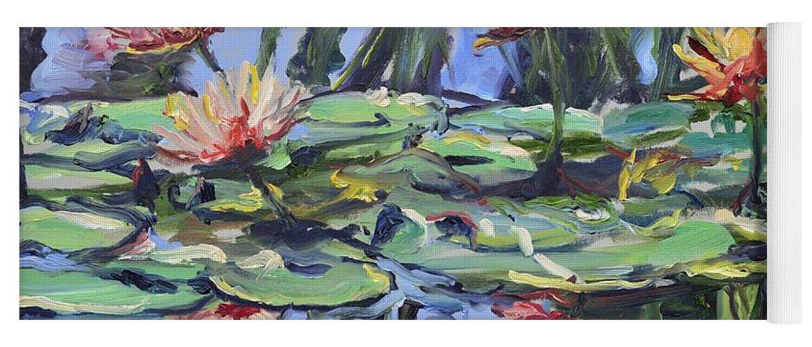 Lily Yoga Mat featuring the painting Lily Pond Reflections by Donna Tuten