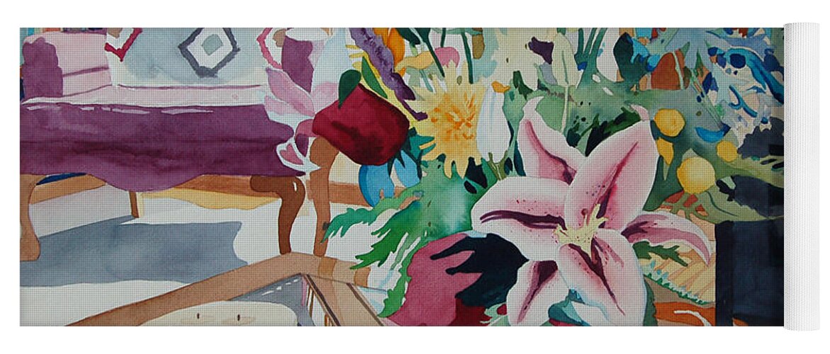 Still Life Yoga Mat featuring the painting Lily Still Life by Terry Holliday
