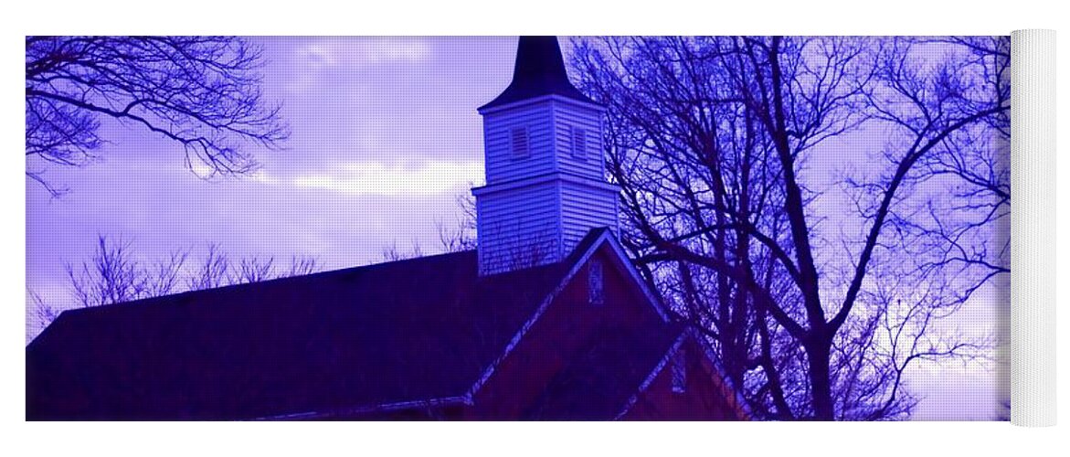 Landscape Yoga Mat featuring the photograph Little Church at Night by Morgan Carter