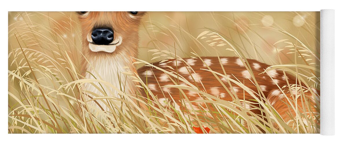Ipad Yoga Mat featuring the painting Little fawn by Veronica Minozzi