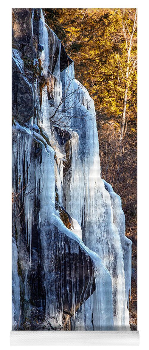 Nature Yoga Mat featuring the photograph Little frozen waterfall by Eti Reid