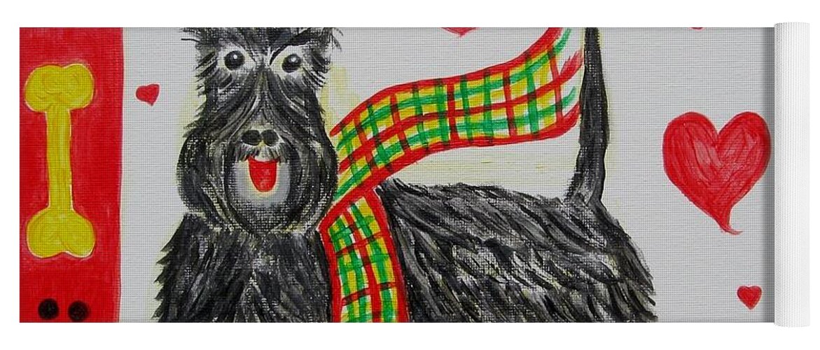 Scottie Yoga Mat featuring the painting Little Lassie by Diane Pape
