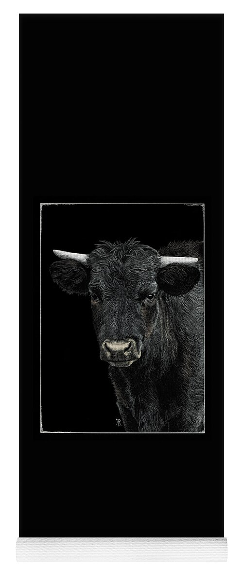 Cow Yoga Mat featuring the drawing Little Moo by Ann Ranlett