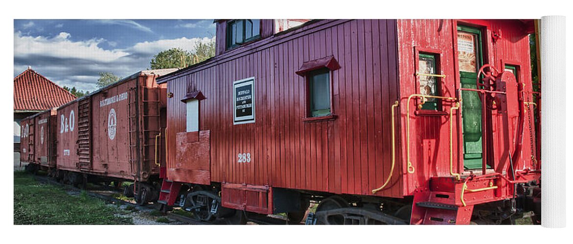 Guy Whiteley Photography Yoga Mat featuring the photograph Little Red Caboose by Guy Whiteley