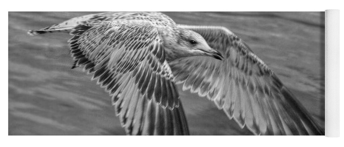 Seagull Yoga Mat featuring the digital art Locked On by Linda Unger