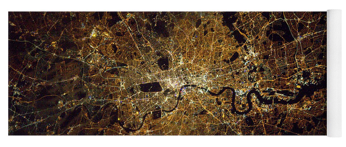 Satellite Image Yoga Mat featuring the photograph London At Night, Satellite Image by Science Source