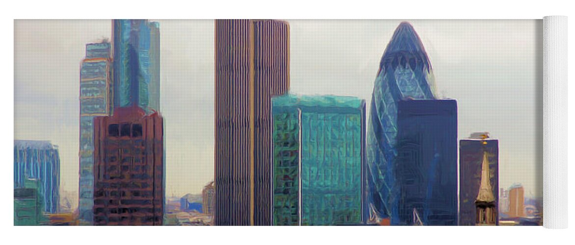 London Yoga Mat featuring the digital art London Skyline by Ron Harpham