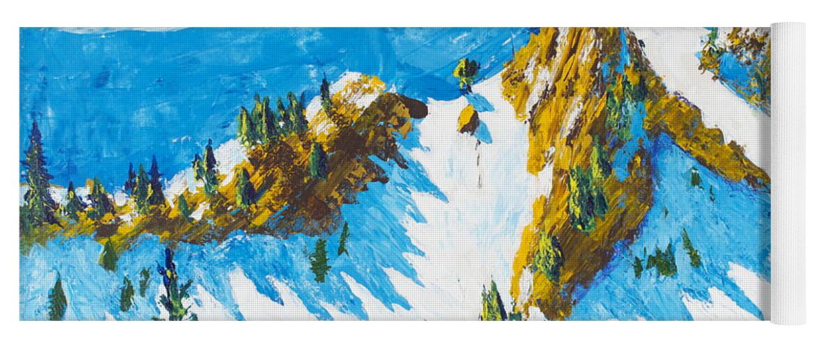 Mountains Yoga Mat featuring the painting Lone Tree One by Walt Brodis