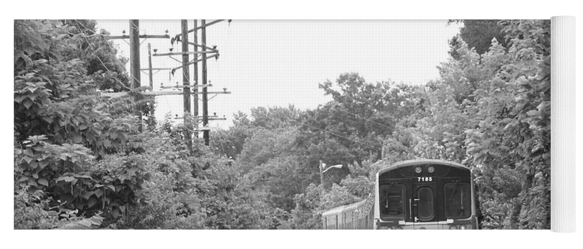 Long Island Railroad Pulling Into Station Yoga Mat featuring the photograph Long Island Railroad Pulling into Station by John Telfer