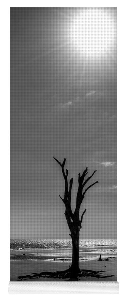 Jekyll Island Yoga Mat featuring the photograph Long Shadow on Jekyll Island in Black and White by Greg and Chrystal Mimbs