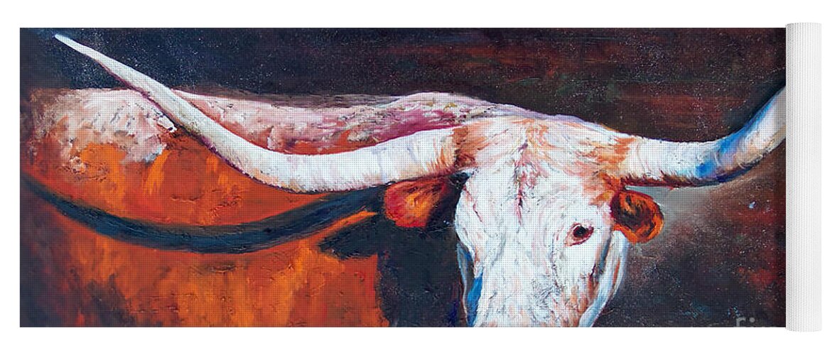Longhorn Legacy Yoga Mat featuring the painting Longhorn Legacy by Karen Kennedy Chatham
