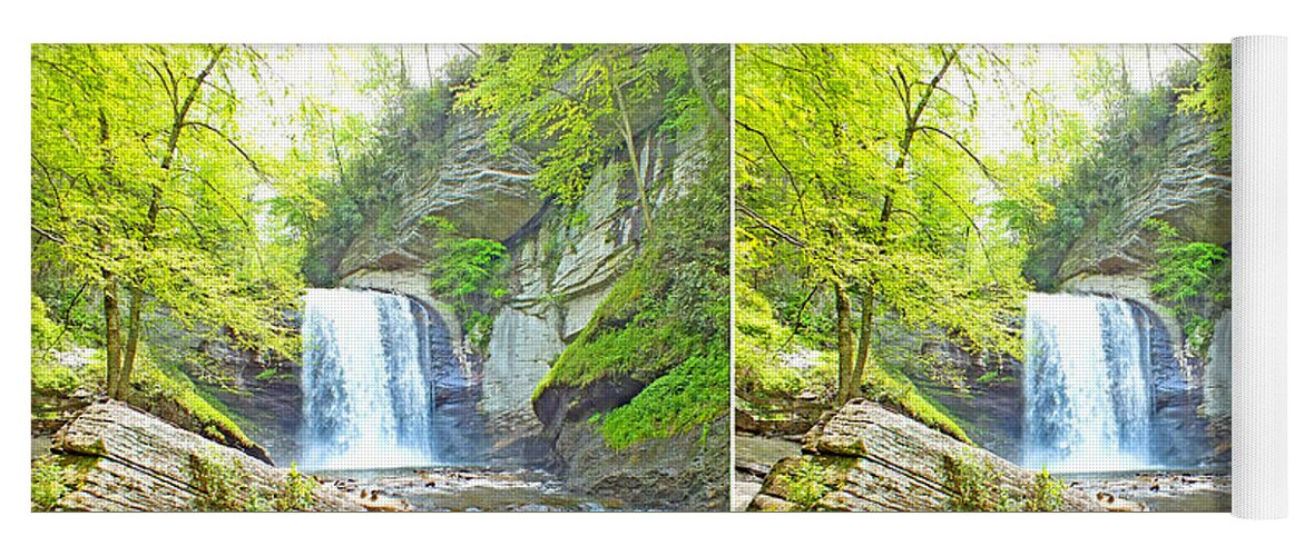 Duane Mccullough Yoga Mat featuring the photograph Looking Glass Waterfall in the Spring in Stereo by Duane McCullough