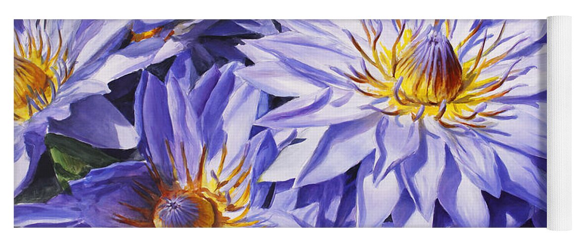 Lotus Yoga Mat featuring the painting Lotus Light - Hawaiian Tropical Floral by K Whitworth