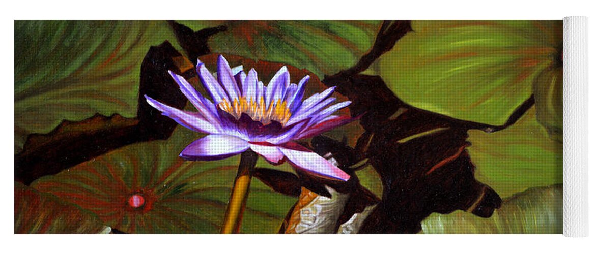 Lotus Yoga Mat featuring the painting Lotus One by Thu Nguyen
