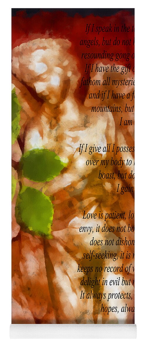Angel Yoga Mat featuring the mixed media Love Never Fails 3 by Angelina Tamez