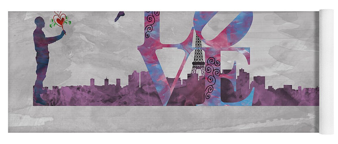 Lady Yoga Mat featuring the digital art Love Over Paris by Becca Buecher