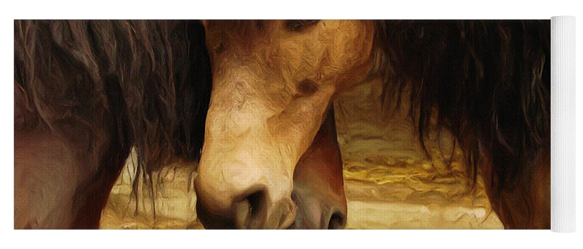 Horse Yoga Mat featuring the painting Love Story by Inspirowl Design