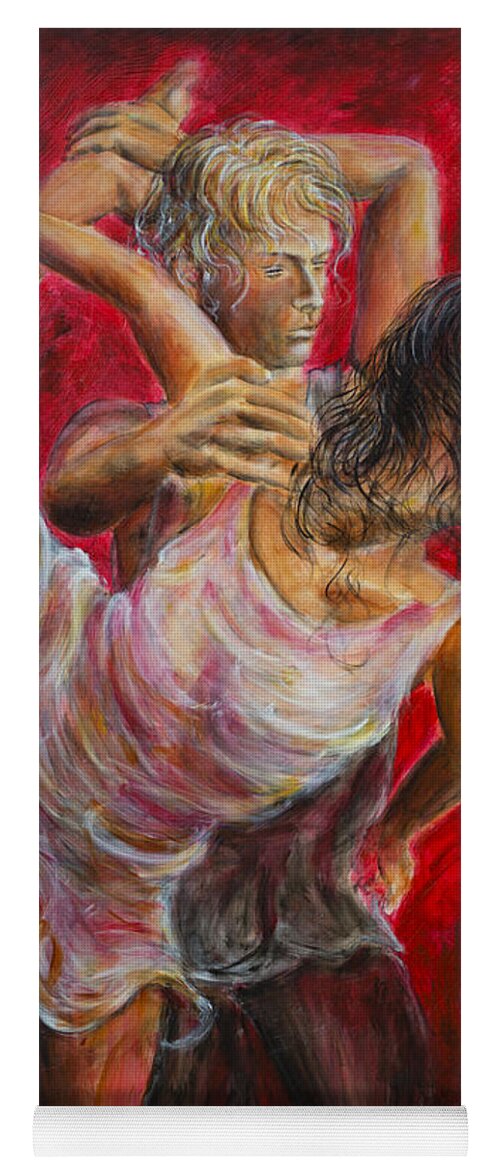 Tango Yoga Mat featuring the painting Lovers Red 04 by Nik Helbig