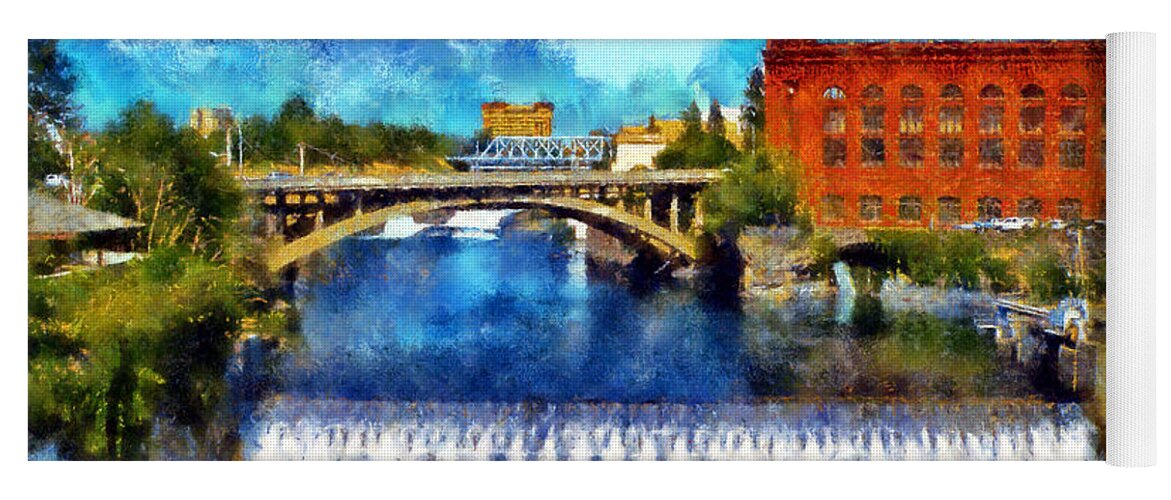 Spokane Falls Yoga Mat featuring the digital art Lower Spokane Falls by Kaylee Mason