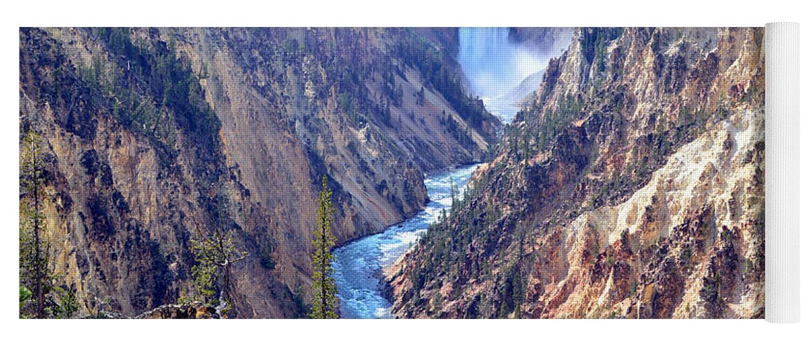Lower Yoga Mat featuring the photograph Lower Yellowstone Falls by Tranquil Light Photography