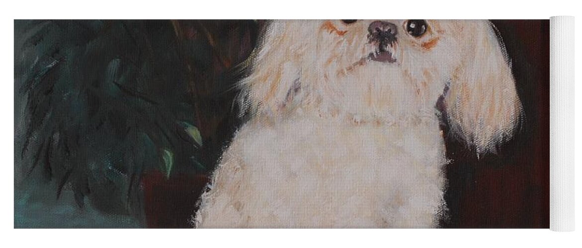 Dog Yoga Mat featuring the painting Lulu by Quwatha Valentine