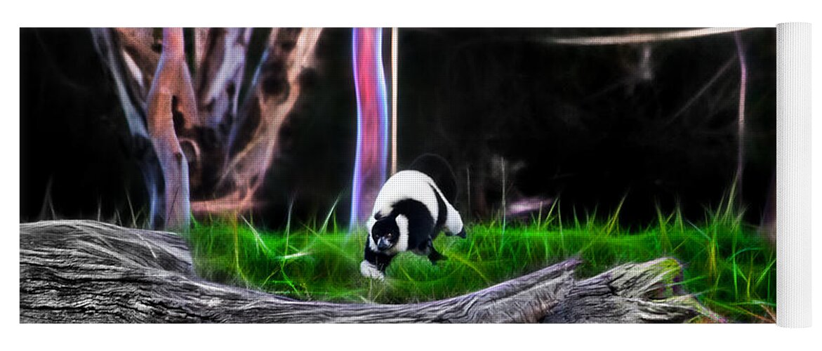 Lemur Yoga Mat featuring the photograph Walk in Magical Land Of The Black and White Ruffed Lemur by Miroslava Jurcik