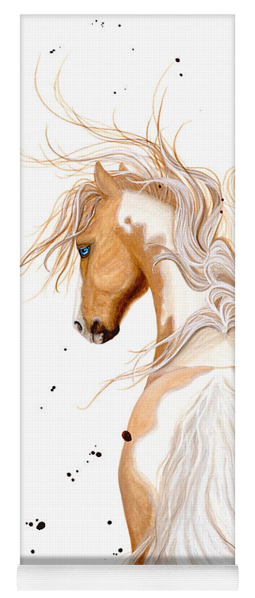 Palomino Horse Pinto Paint Amylyn Bihrle Majestic Yoga Mat featuring the painting Majestic Palomino Pinto by AmyLyn Bihrle