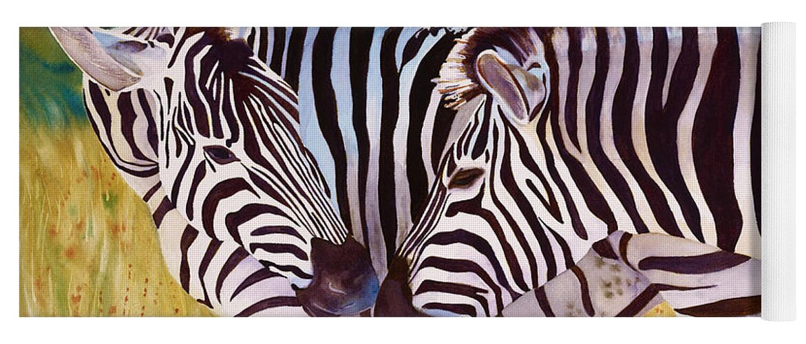 Zebras Yoga Mat featuring the painting Mamaissimo by Amanda Schuster