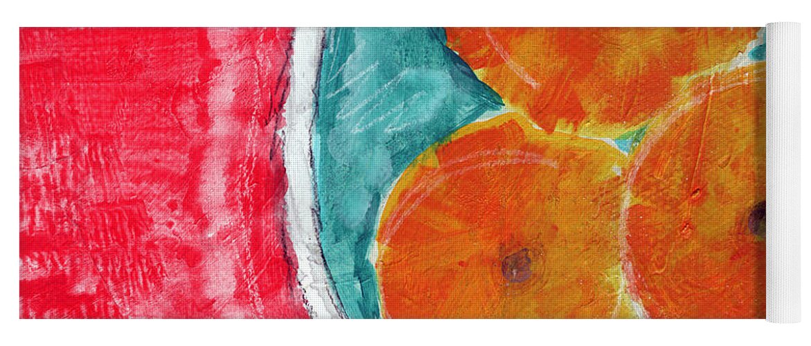 Oranges Yoga Mat featuring the painting Mandarins by Linda Woods