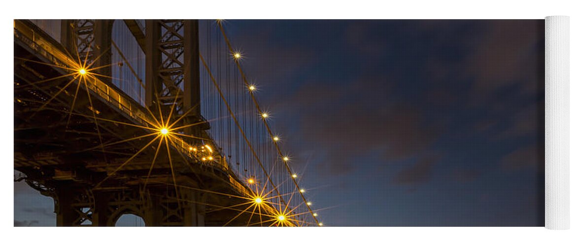 Bridges Yoga Mat featuring the photograph Manhattan Bridge at blue hour by Eduard Moldoveanu