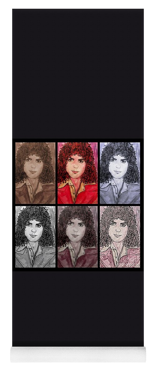 Marc Bolan Yoga Mat featuring the mixed media Marc Bolan Glam Rocker Collage by Joan-Violet Stretch