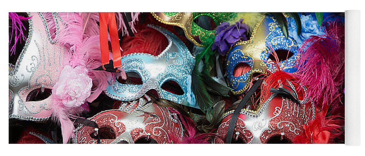Carnaval Yoga Mat featuring the photograph Mardi Gras Masks by Jerry Fornarotto