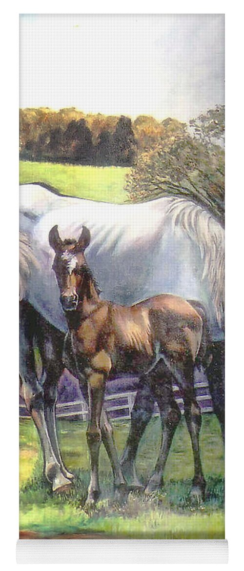 Horse Yoga Mat featuring the painting Mare and Foal by Stan Esson