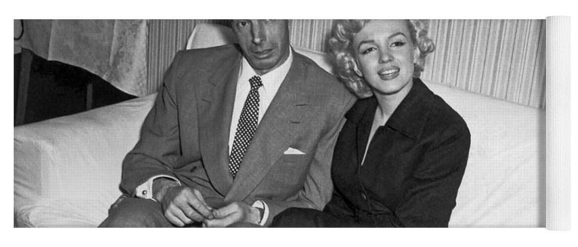 1954 Yoga Mat featuring the photograph Marilyn Monroe And Joe DiMaggio by Underwood Archives