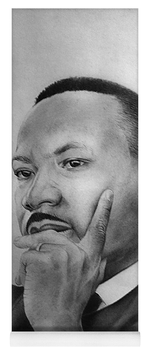  Yoga Mat featuring the drawing Martin Luther King Thinking by Joe Roache