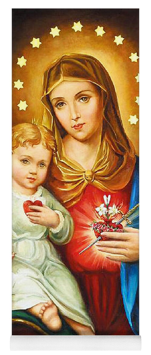 Mary Yoga Mat featuring the photograph Mary Immaculate Heart by Munir Alawi