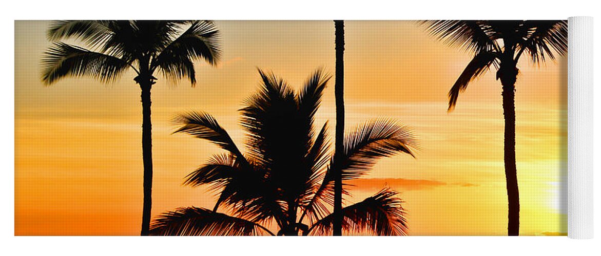 Tropical Palm Trees Yoga Mat featuring the photograph Maui Sunset by Athena Mckinzie