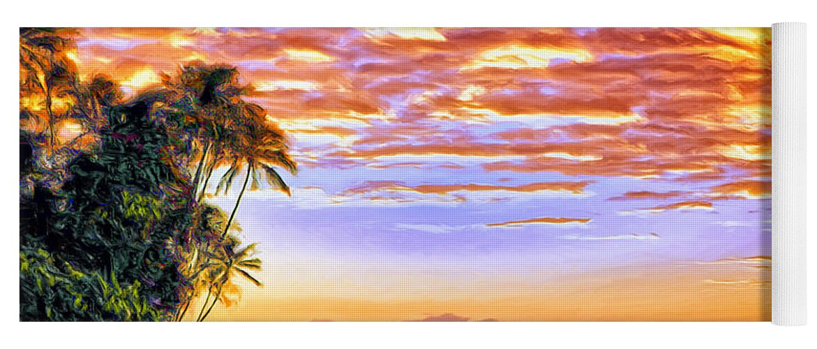 Sunset Yoga Mat featuring the painting Maui Sunset by Dominic Piperata