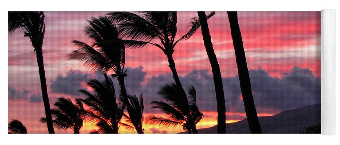 Maui Yoga Mat featuring the photograph Maui sunset by Peggy Hughes