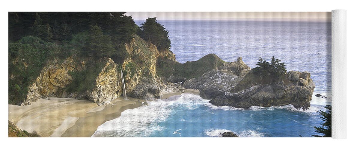 Tim Fitzharris Yoga Mat featuring the photograph McWay Cove Falls in Big Sur by Tim Fitzharris