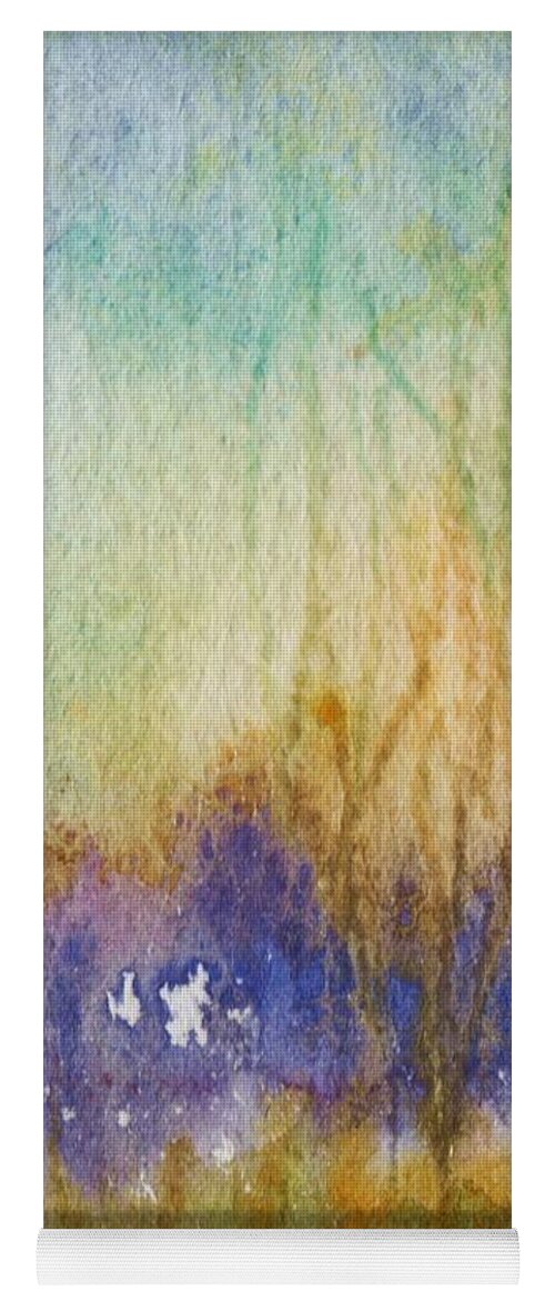 Abstract Yoga Mat featuring the painting Meadow's Edge by Mary Wolf