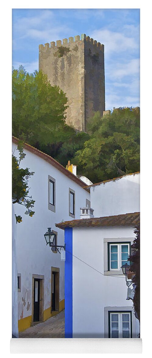 Blue Yoga Mat featuring the photograph Medieval Castle of Obidos by David Letts
