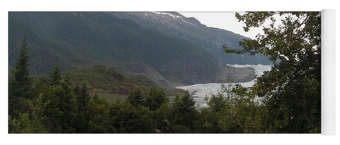 Photo Of The Mendenhall Glacier In The Background. Alaska Landscape Yoga Mat featuring the photograph Mendenhall glacier 2. Alaska by Annika Farmer