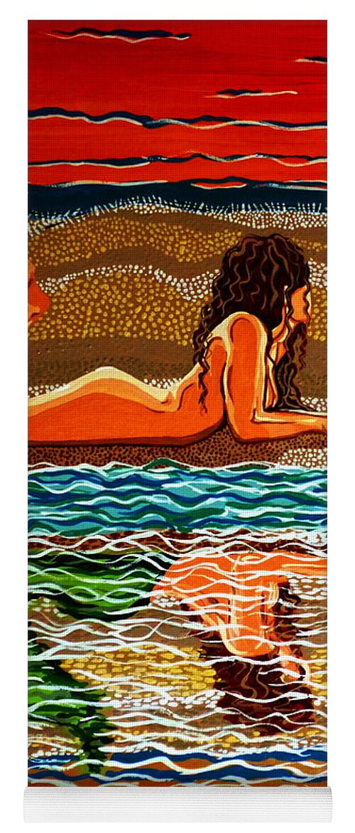 Nude Yoga Mat featuring the painting Mermaid Day Dreaming by Jackie Carpenter