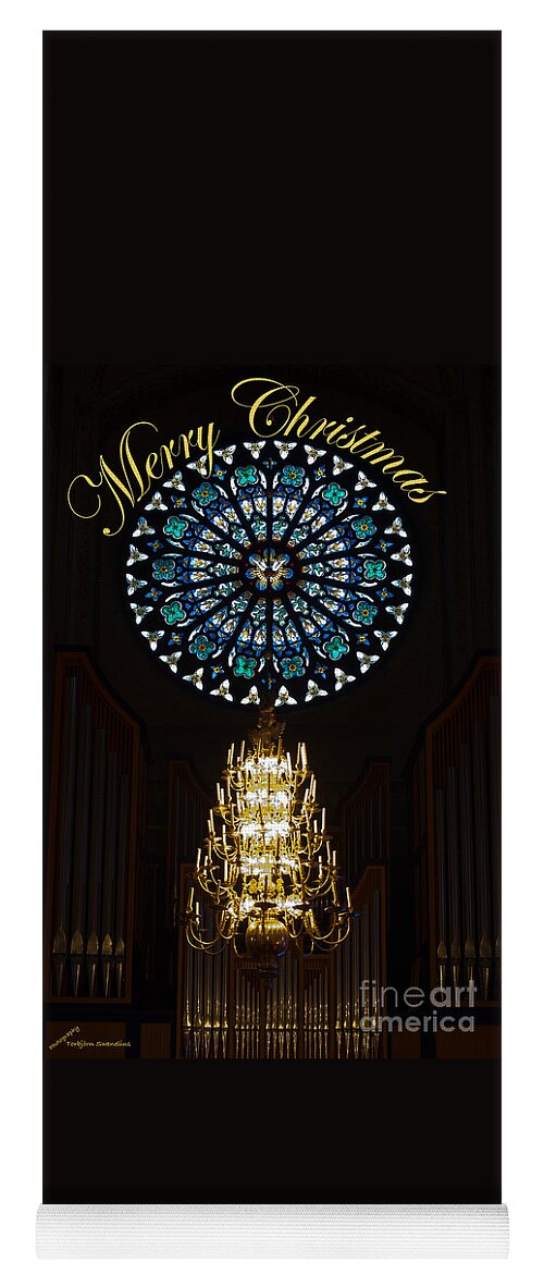 Merry Christmas Over The Rose Window Yoga Mat featuring the photograph Merry Christmas by Torbjorn Swenelius