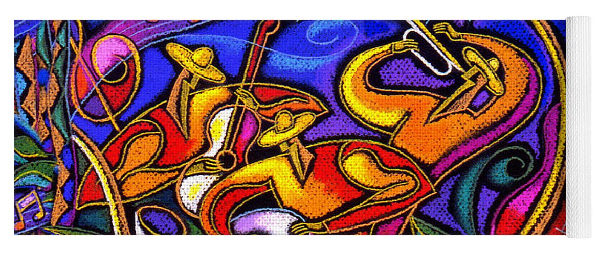 Jazz Paintings Paintings Yoga Mat featuring the painting Latin Music by Leon Zernitsky
