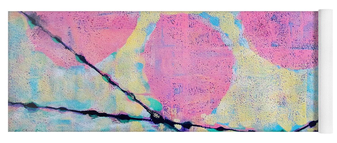 Abstract Painting Yoga Mat featuring the painting Middle Moon Life Line by Maria Huntley