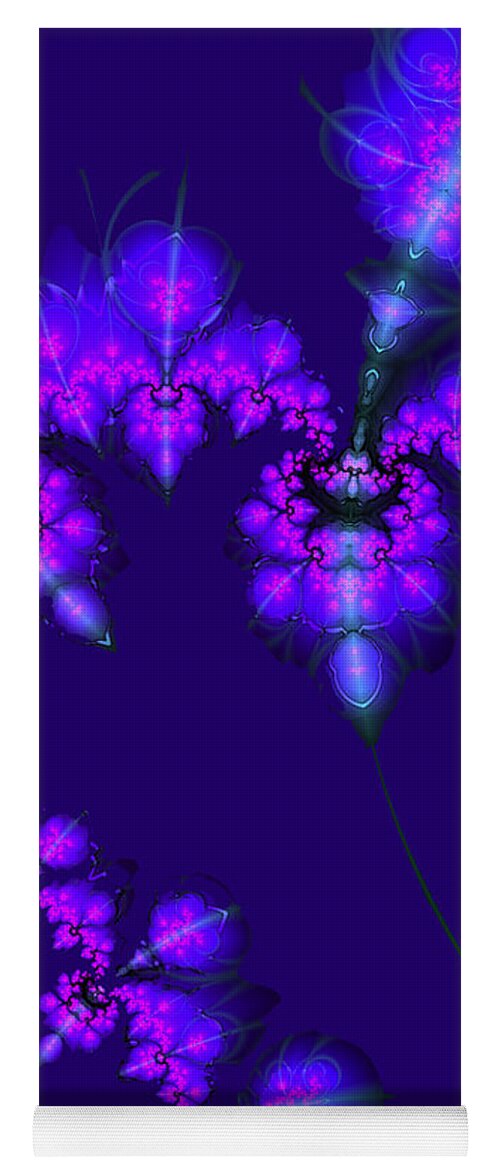 Fractal Yoga Mat featuring the digital art Midnight Blossoms by Judi Suni Hall